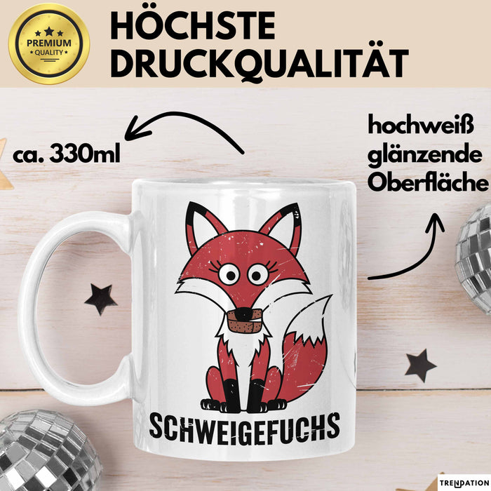 Kindergartenlehrer Wertschätzung Tasse Geschenk Lustige Geschenkidee Spruch Schweigefuchs Weiß Trendation