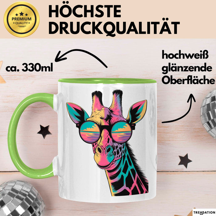 Giraffe Mit Sonnenbrille Tasse Geschenk Lustige Geschenkidee Spruch Grün Trendation