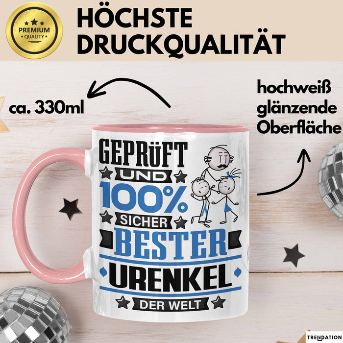 Urenkel Geschenk Lustiger Spruch für Urenkel Geschenkidee Bester Urenkel Der Welt Rosa Trendation