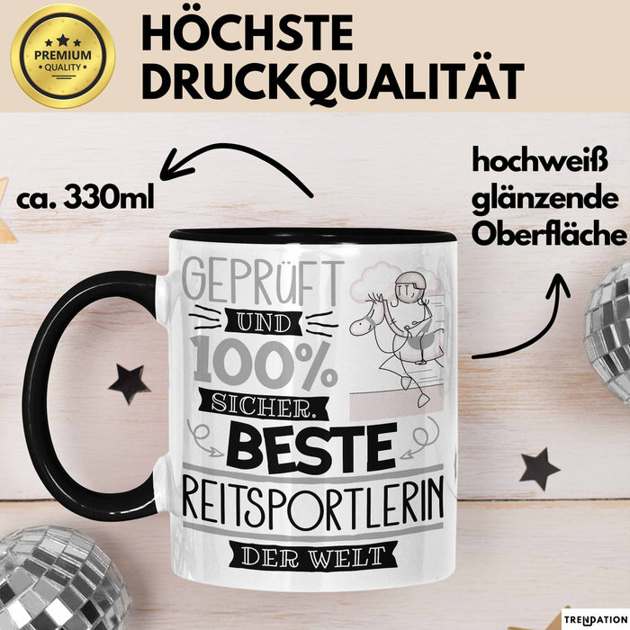 Beste Reitsportlerin Der Welt Tasse Geschenk für Eine Reitsportlerin Geprüft Und Sicher Geschenkidee Geburtstag Weihnachten Trendation