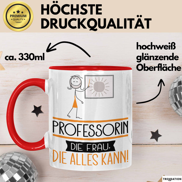 Professorin Geschenk Tasse Becher Die Frau Die Allen Kann Geschenkidee für eine Professorin Lustig Rot Trendation