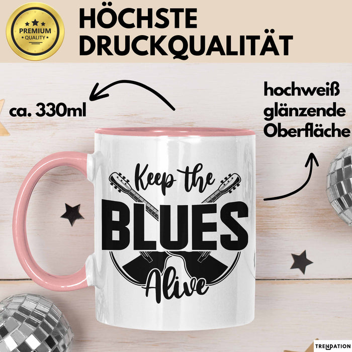 Jazz Tasse Geschenk Keep The Blues Alive Musik Becher Rosa Trendation