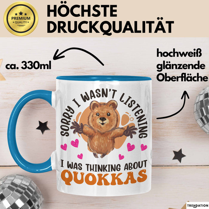 Quokka Tasse Geschenkidee Tier Liebhaberin Becher Blau Trendation