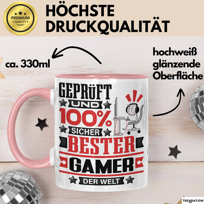 Gamer Geschenk Lustiger Spruch für Gamer Geschenkidee Bester Gamer Der Welt Rosa Trendation