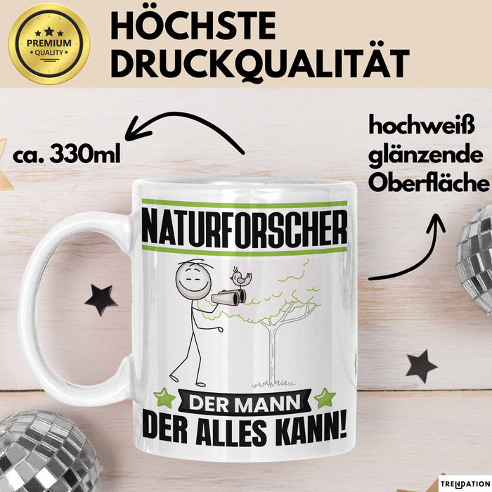Naturforscher Tasse Geschenk für Naturforscher Der Mann Der Alles Kann Geschenkidee zum Geburtstag Weiß Trendation