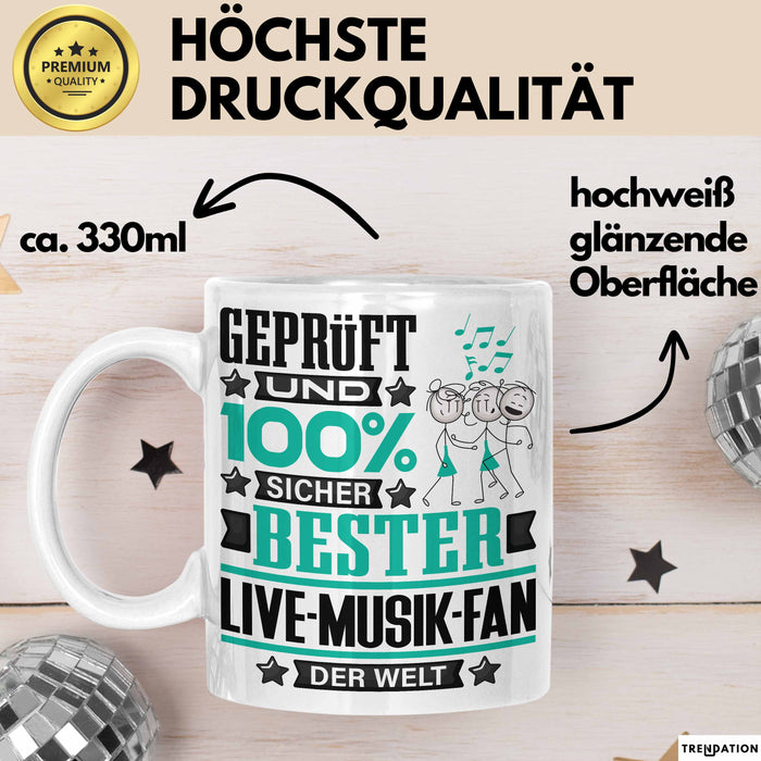 Live-Musik-Fan Geschenk Lustiger Spruch für Live-Musik-Fan Geschenkidee Bester Live-Musik-Fan Der Welt Weiß Trendation