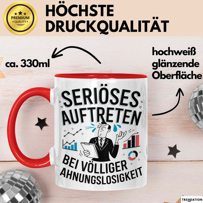 Sarkasmus Tasse Geschenkidee Erscheinung Mit Null Ahnung Rot Trendation