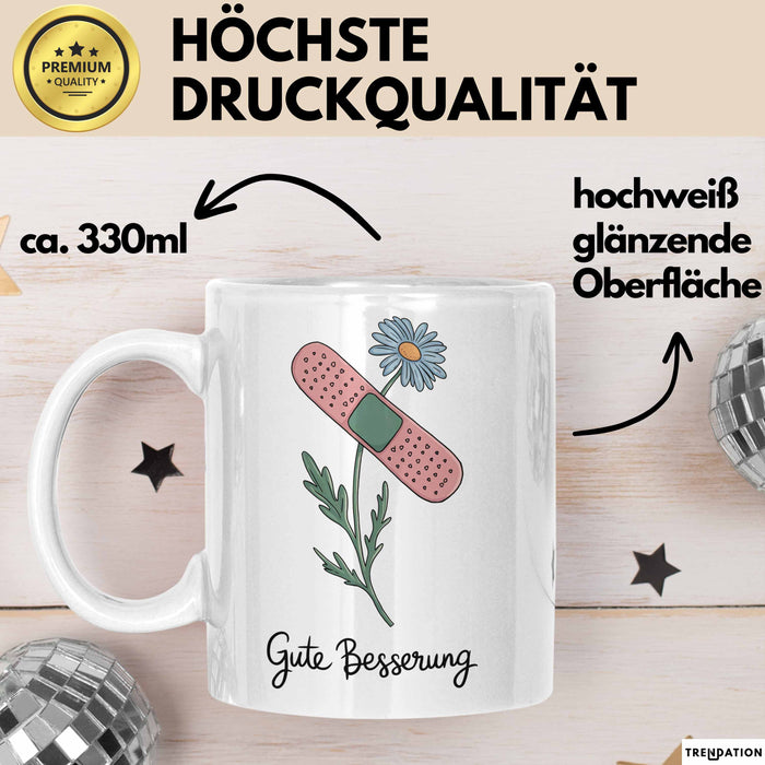 Patienten Kranke Menschen Tasse Geschenk Lustige Geschenkidee Spruch Gute Besserung Weiß Trendation
