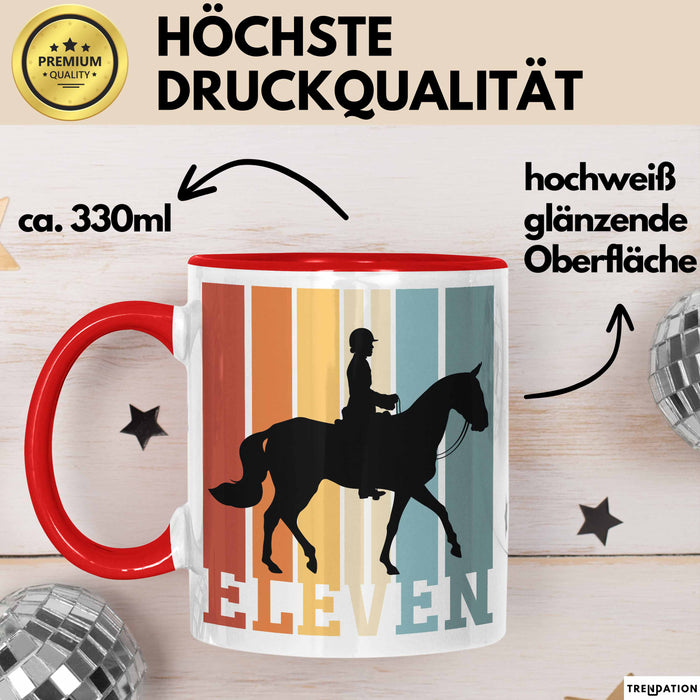 Tasse Geschenk Eleven Retro Pferd Spruch Lustiger Becher Rot Trendation