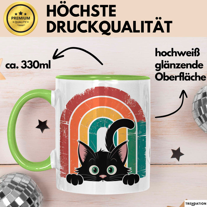 Katzen Tierliebhaber Vintage Tasse Geschenk Lustige Geschenkidee Spruch Grün Trendation