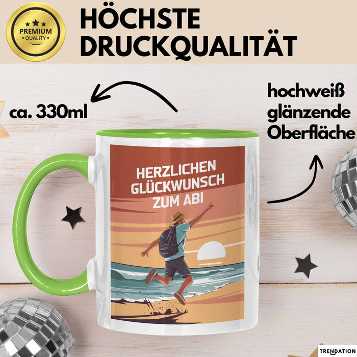 Schüler Abschluss Tasse Geschenk Lustige Geschenkidee Spruch Herzlichen Glückwünsche Zum Abi Grün Trendation