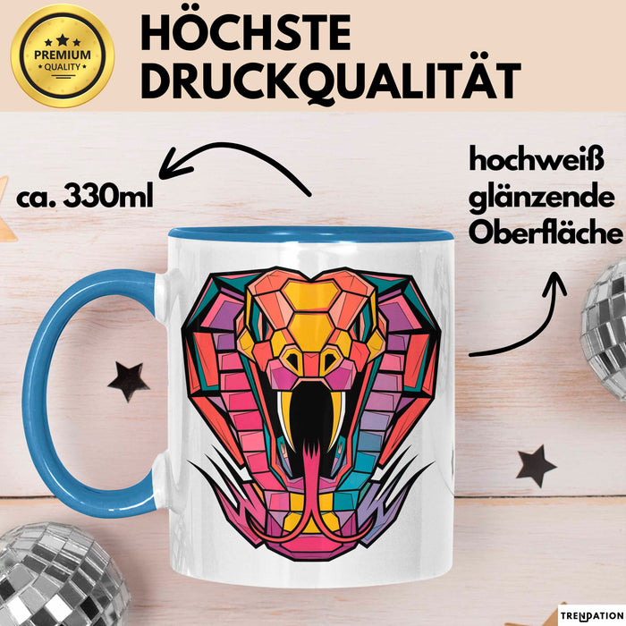 Reptil Schlange Tier Tasse Geschenk Lustige Geschenkidee Spruch Blau Trendation