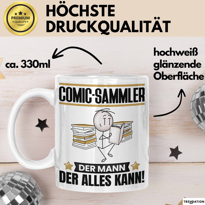 Comic-Sammler Tasse Geschenk für Comic-Sammler Der Mann Der Alles Kann Geschenkidee zum Geburtstag Weiß Trendation