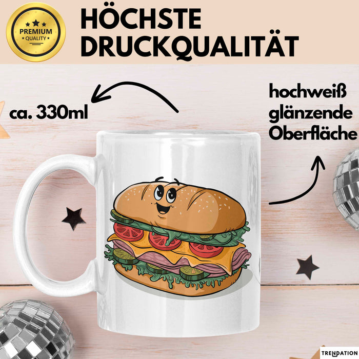 Sandwich Liebhaber Tasse Geschenkidee für Snack Stapel Fan Weiß Trendation