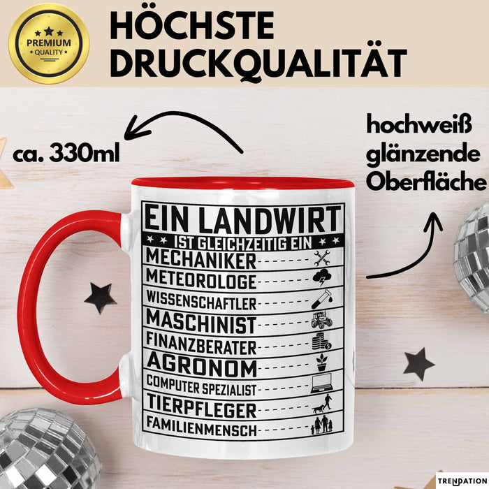 Landwirt Geschenk Tasse Lustiger Spruch Geschenkidee Ein Landwirt Ist Gleichzeitig Ein Rot Trendation