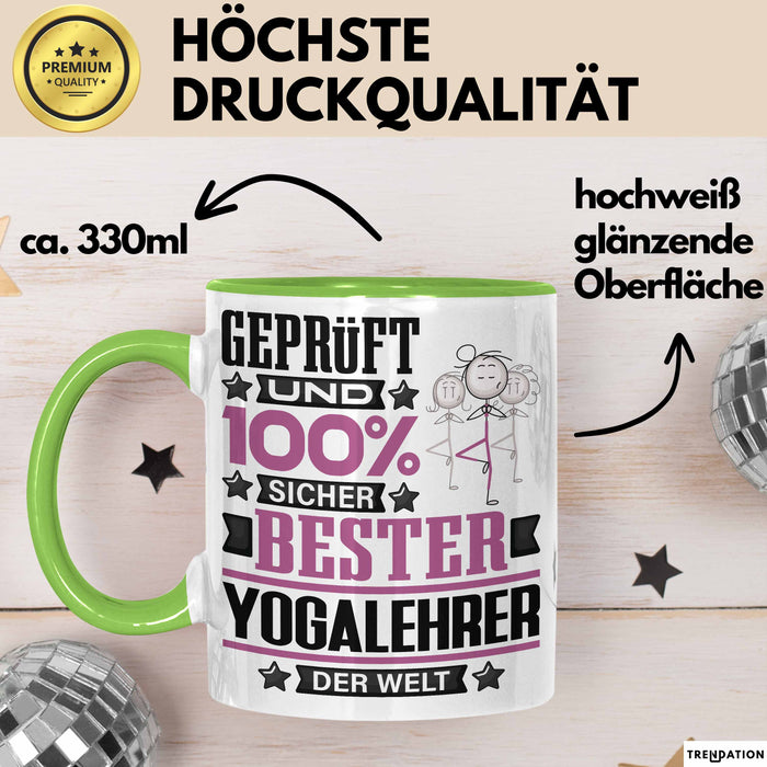 Yogalehrer Geschenk Lustiger Spruch für Yogalehrer Geschenkidee Bester Yogalehrer Der Welt Grün Trendation