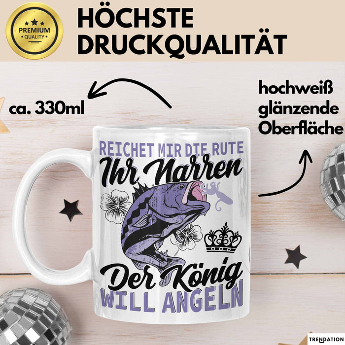 Angler Geschenk Tasse Spruch Männer Angeln Geschenkidee Kaffee-Becher Fischer Angeln Weiß Trendation
