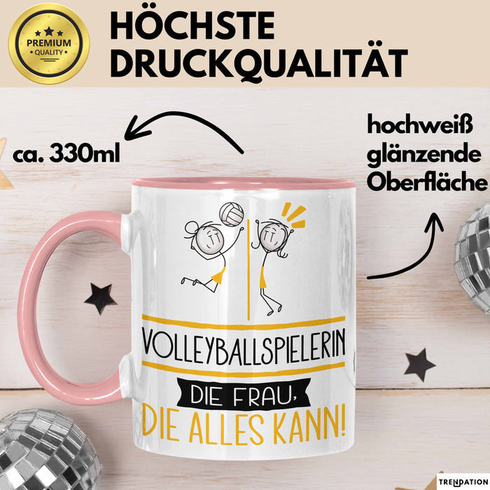 Volleyballspielerin Geschenk Tasse Becher Die Frau Die Allen Kann Geschenkidee für eine Volleyballspielerin Lustig Rosa Trendation