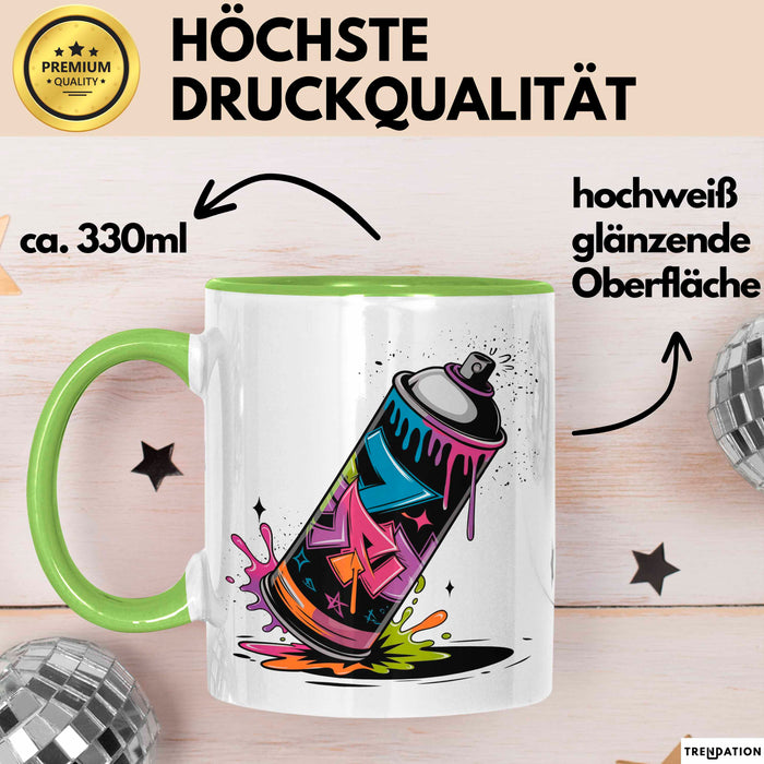 Graffiti Künstler Tasse Geschenkidee für Streetart Fan Grün Trendation