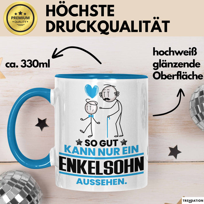 Enkelsohn Geschenk Tasse So Gut Kann Nur Ein Enkelsohn Aussehen Geschenkidee Kaffee-Becher Blau Trendation