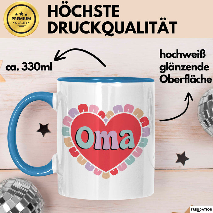 Oma Tasse Geschenkidee Oma Herz Liebende Familie Nana Blau Trendation