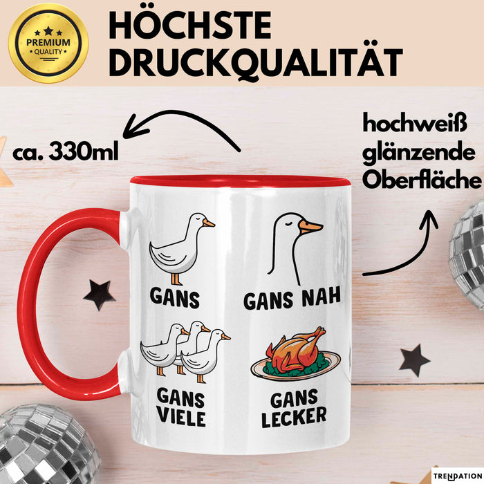 Gans Vogel Tasse Geschenk Lustige Geschenkidee Spruch Rot Trendation
