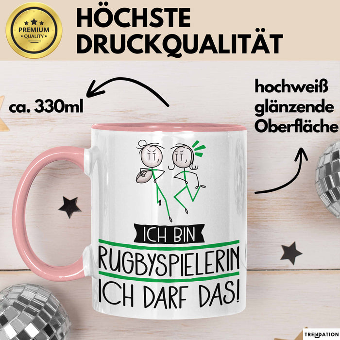 Geschenk für Rugbyspielerin Tasse Lustige Geschenkidee Geburtstag Ich Bin Rugbyspielerin Ich Darf Das Rosa Trendation
