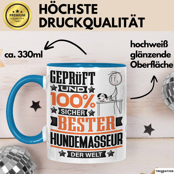 Hundemasseur Geschenk Lustiger Spruch für Hundemasseur Geschenkidee Bester Hundemasseur Der Welt Blau Trendation