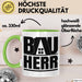 Bauherr Bauleiter Geschenk Tasse Hausbau Bauvorhaben Kaffee-Becher Geschenkidee Grün Trendation
