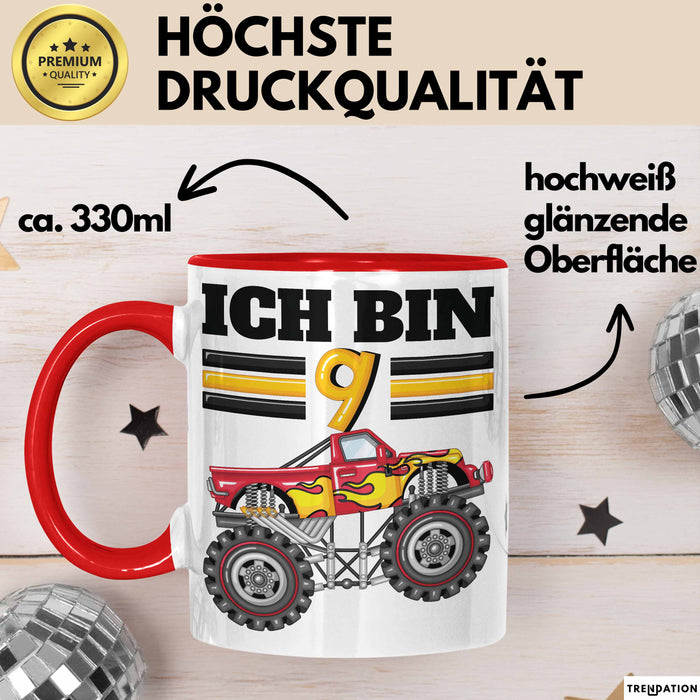 9. Geburtstag Geschenk Tasse Becher Jungs Trucks Geburtstagsgeschenk Ich Bin 9 Rot Trendation