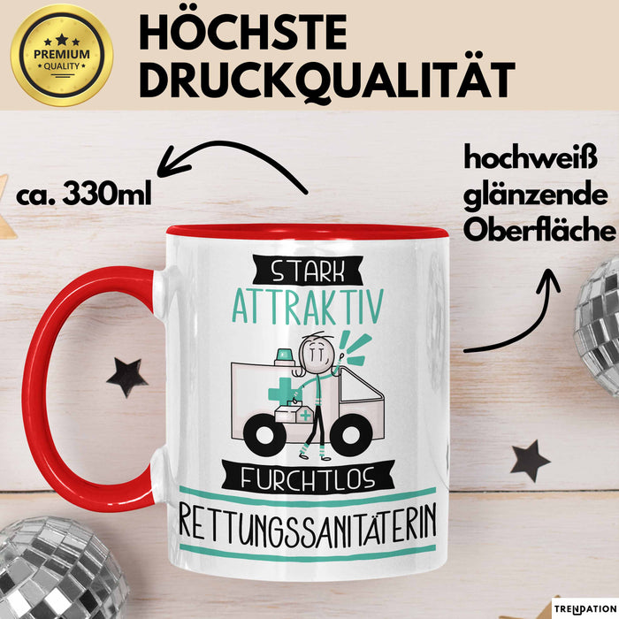 Rettungssanitäterin Tasse Geschenk Becher Stark Attraktiv Furchtlos Rettungssanitäterin Lustige Geschenkidee Rot Trendation