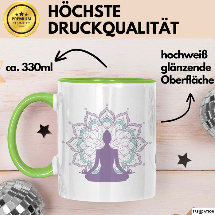 Yoga Liebhaber Tasse Geschenkidee für Zen Posen Suchende Grün Trendation