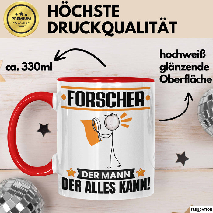 Forscher Tasse Geschenk für Forscher Der Mann Der Alles Kann Geschenkidee zum Geburtstag Rot Trendation