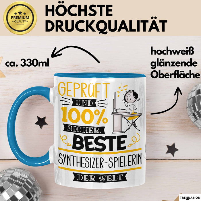 Beste Synthesizer-Spielerin Der Welt Tasse Geschenk für Eine Synthesizer-Spielerin Geprüft Und Sicher Geschenkidee Geburtstag Weihnachten Blau Trendation