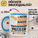 Puzzler Geschenk Tasse Lustiger Spruch Erheben Sie Sich Der Puzzler Betritt den Raum Blau Trendation