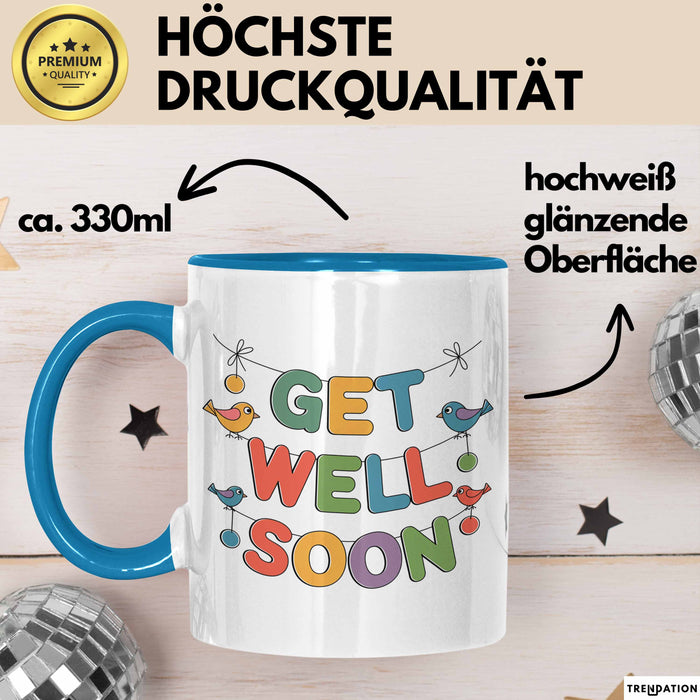 Patienten Kranke Menschen Tasse Geschenk Lustige Geschenkidee Spruch Gute Besserung Blau Trendation