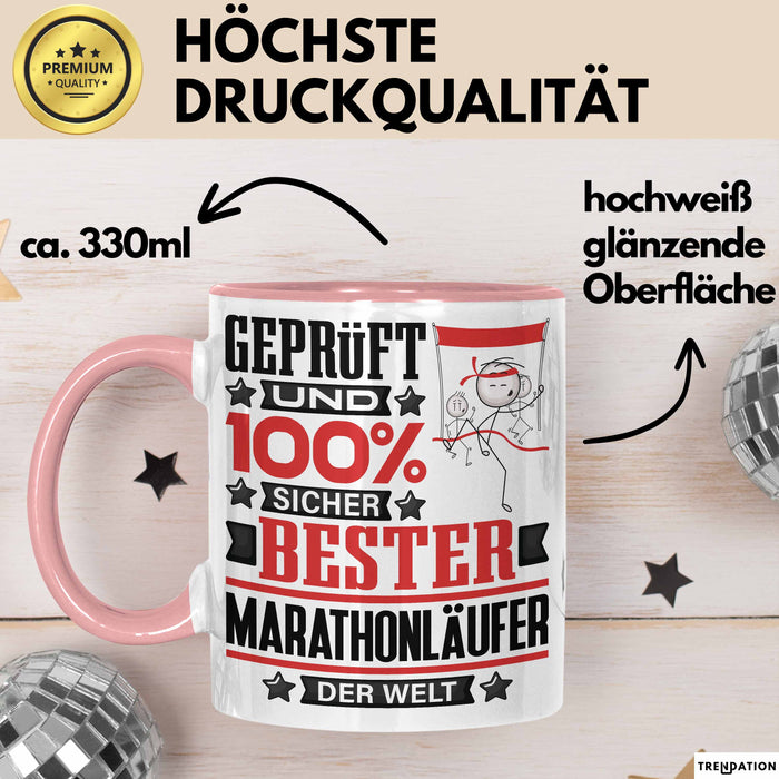 Marathonläufer Geschenk Lustiger Spruch für Marathonläufer Geschenkidee Bester Marathonläufer Der Welt Rosa Trendation