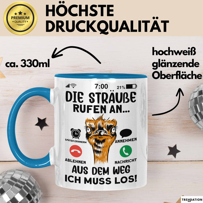 Strauß Liebhaber Tasse Geschenk Die Sträße Rufen An Geschenkidee Becher Blau Trendation