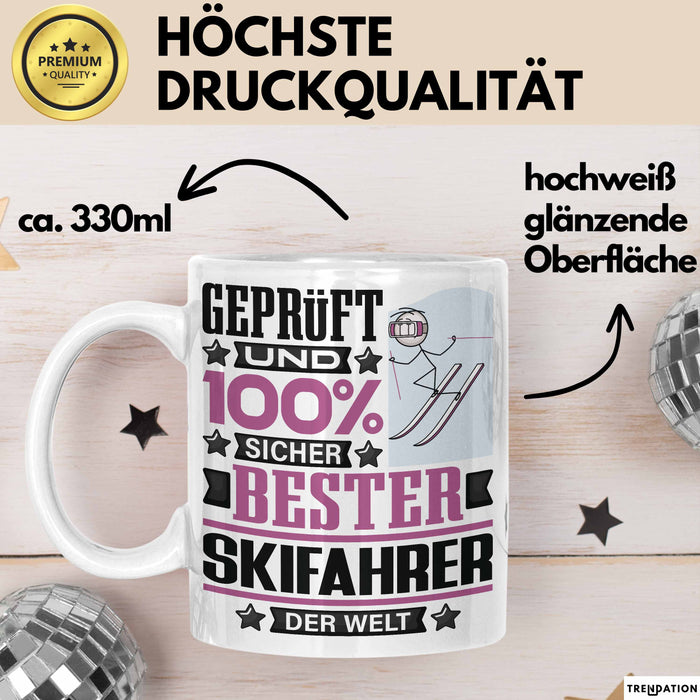 Skifahrer Geschenk Lustiger Spruch für Skifahrer Geschenkidee Bester Skifahrer Der Welt Weiß Trendation