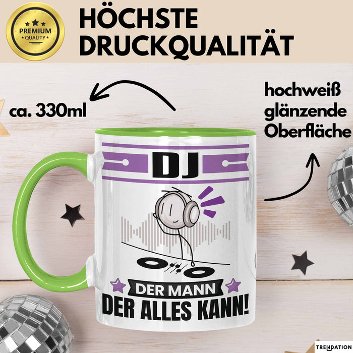 DJ Tasse Geschenk für DJ Der Mann Der Alles Kann Geschenkidee zum Geburtstag Grün Trendation