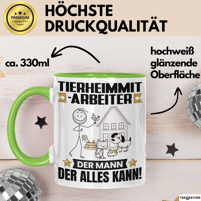 Tierheimmitarbeiter Tasse Geschenk für Tierheimmitarbeiter Der Mann Der Alles Kann Geschenkidee zum Geburtstag Grün Trendation