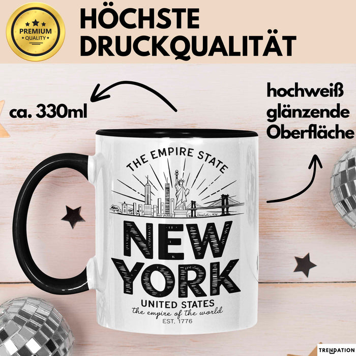 New York City USA Tasse Geschenk Lustige Geschenkidee Spruch Schwarz Trendation
