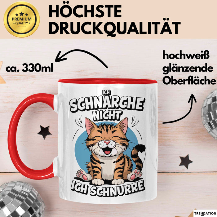 Schlafende Katze Tasse Geschenk Lustige Geschenkidee Spruch Ich Schnarche Nicht Ich Schnurre Rot Trendation
