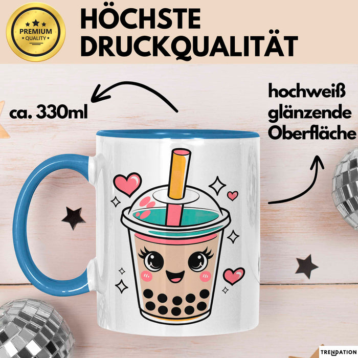 Bubble Liebhaber Tasse Geschenkidee für Boba Fan Blau Trendation