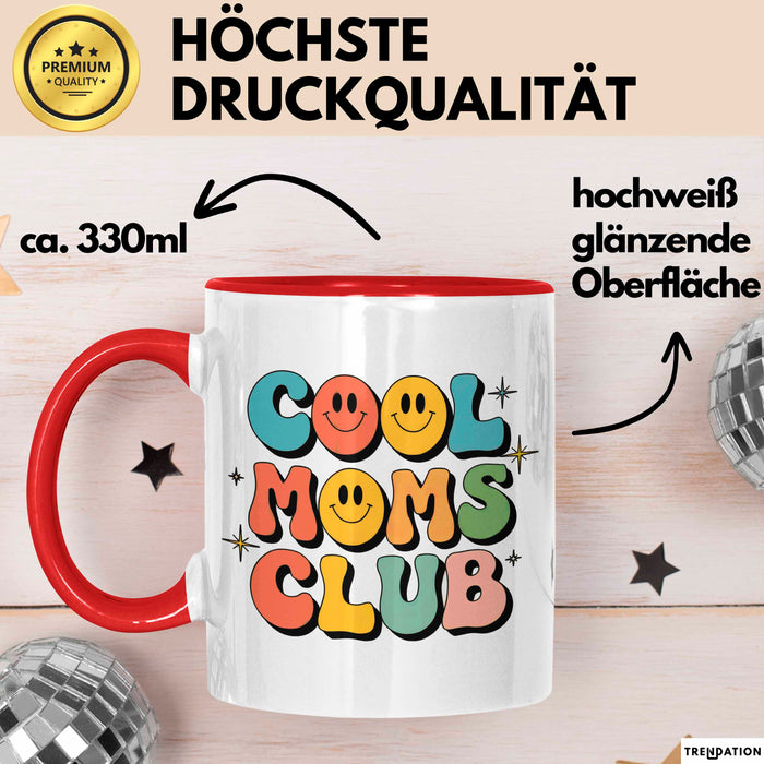 Mama Muttertag Tasse Becher Geschenk Lustige Geschenkidee Spruch Cooler Moms Club Rot Trendation
