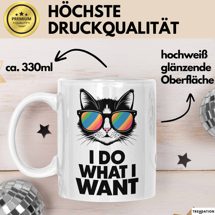 Sarkastische Katze Sarkasmus Tasse Geschenk Lustige Geschenkidee Spruch Ich Mache Was Ich Will Weiß Trendation