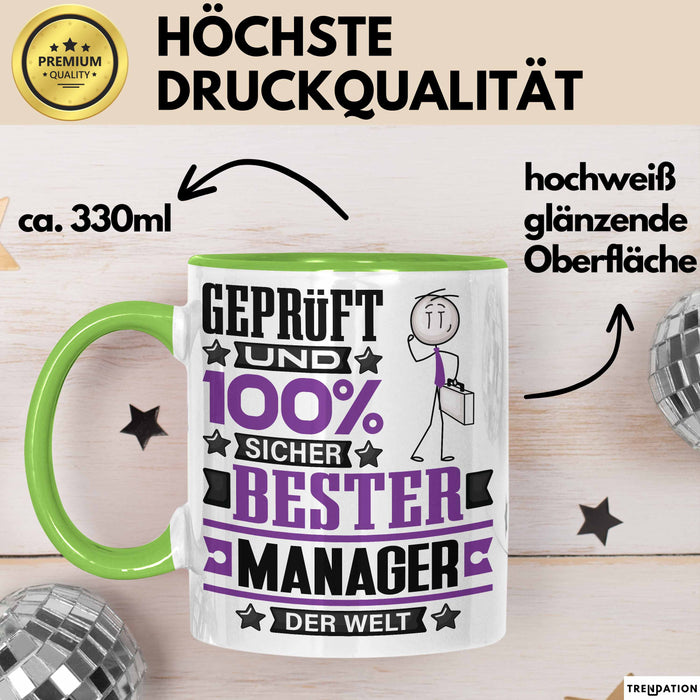 Manager Geschenk Lustiger Spruch für Manager Geschenkidee Bester Manager Der Welt Grün Trendation