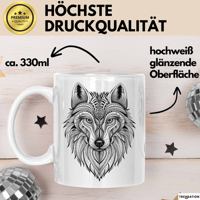 Wolf Tasse Geschenk Wolf für Wildtierliebhaber Weiß Trendation