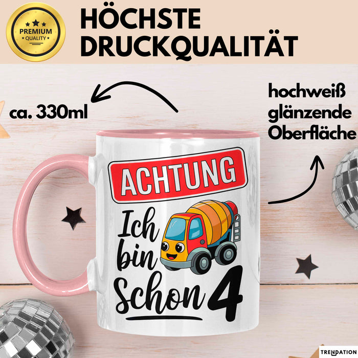 4. Geburtstag Tasse Geschenk Ich bin schon 4 Geschenkidee Geschenkidee Lustig Rosa Trendation