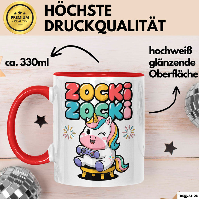 Gamer Gaming Liebhaber Tasse Geschenk Lustige Geschenkidee Spruch Zocki Zocki Rot Trendation